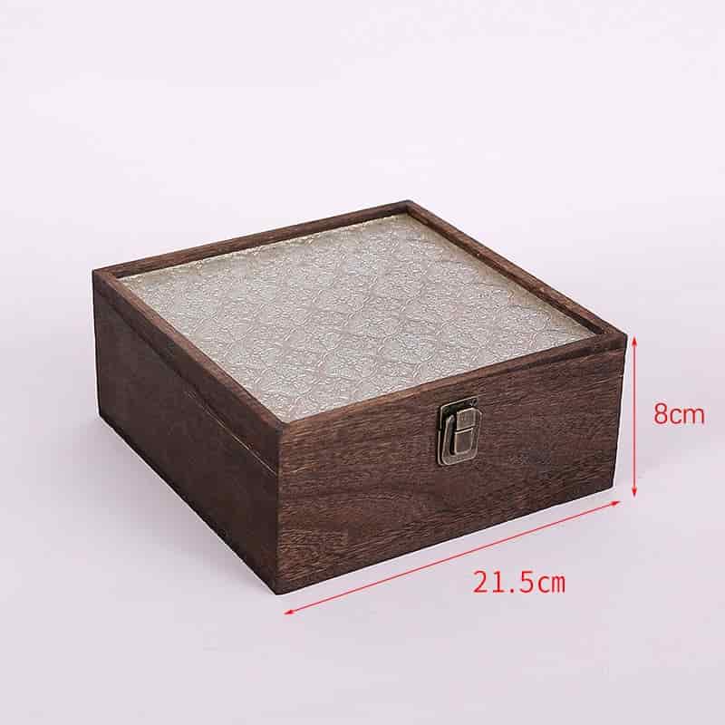 Begonia Flower Glass Hinged Lid Wooden Boxes 4