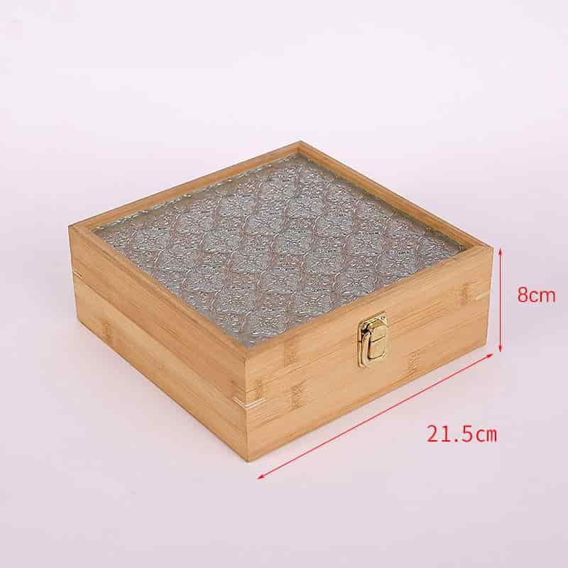 Begonia Flower Glass Hinged Lid Wooden Boxes 12