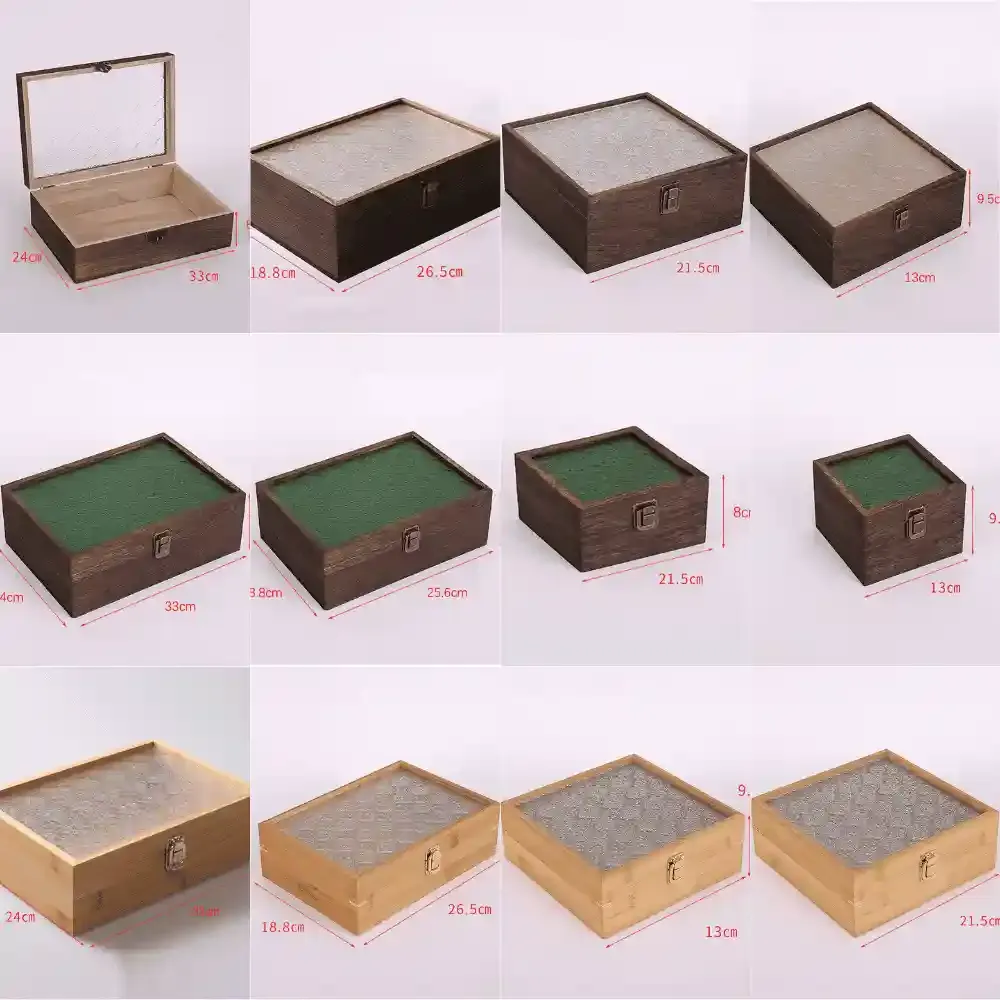 Begonia Flower Glass Hinged Lid Wooden Boxes