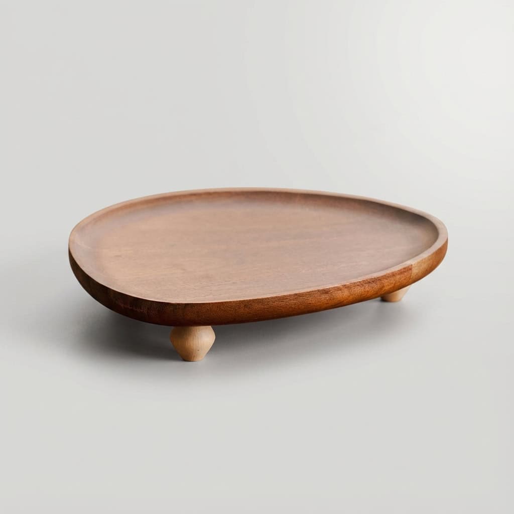 Wholesale Walnut Wood Serving Tray with Legs for Irregular Fruit, Dessert & Storage 4
