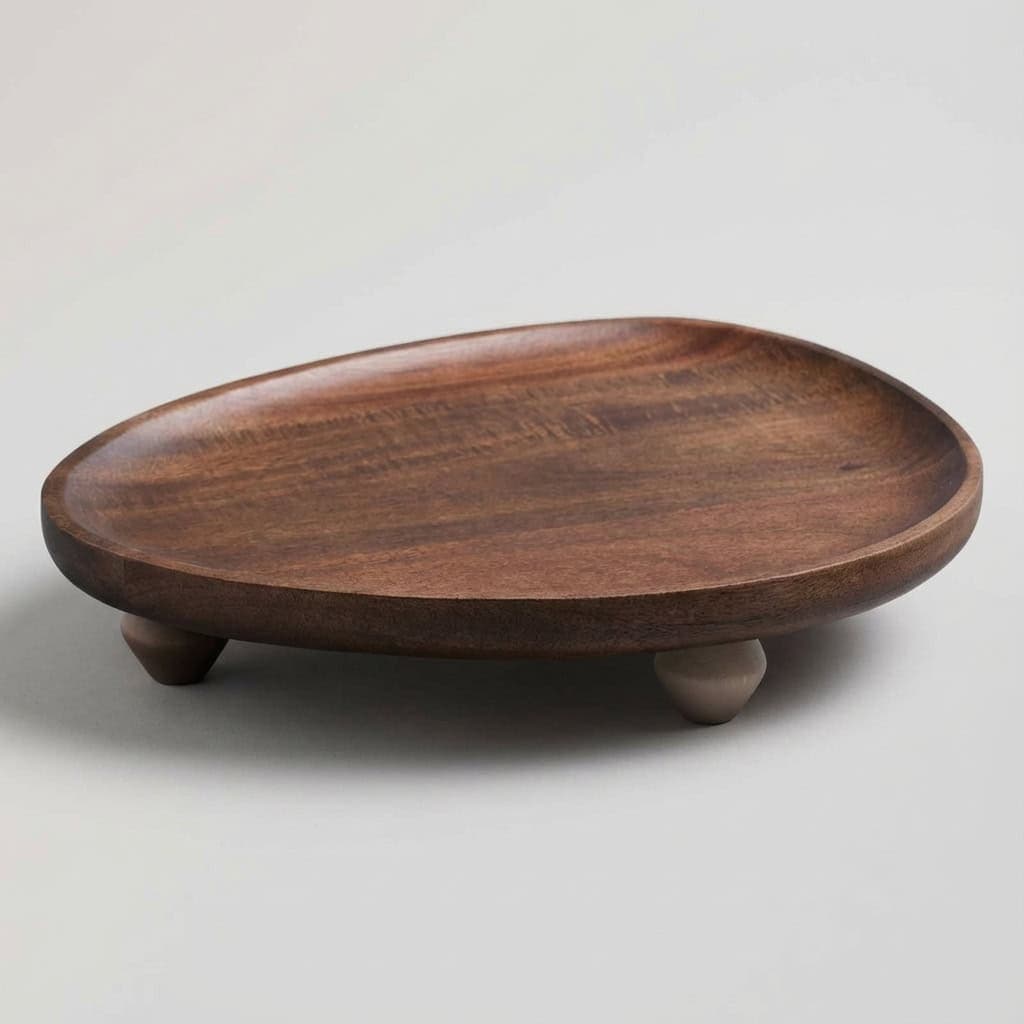 Wholesale Walnut Wood Serving Tray with Legs for Irregular Fruit, Dessert & Storage 2