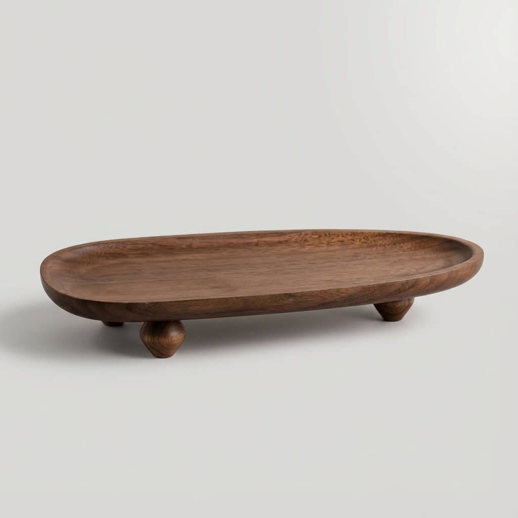 Wholesale Walnut Wood Serving Tray with Legs for Irregular Fruit, Dessert & Storage 5