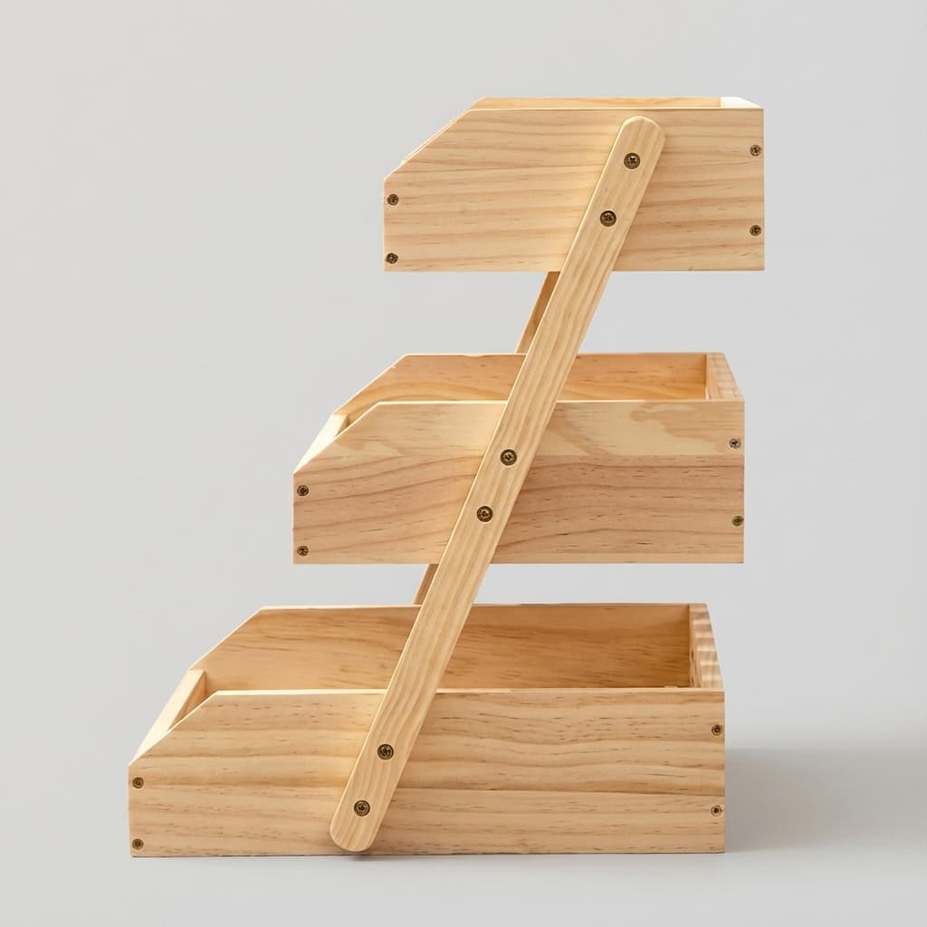 Wholesale Multi-Tier Wooden Fruit Vegetable Storage Rack for Kitchen and Desktop 3