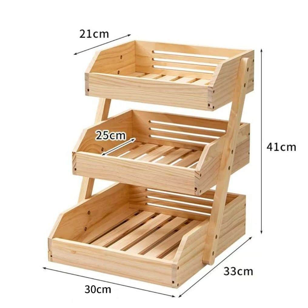Wholesale Multi-Tier Wooden Fruit Vegetable Storage Rack for Kitchen and Desktop 4