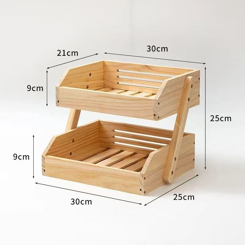 Wholesale Multi-Tier Wooden Fruit Vegetable Storage Rack for Kitchen and Desktop 5