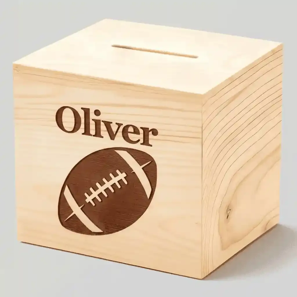 Custom Wooden Piggy Banks for Wholesale – Square Kids' Cartoon Printed Coin Boxes 4