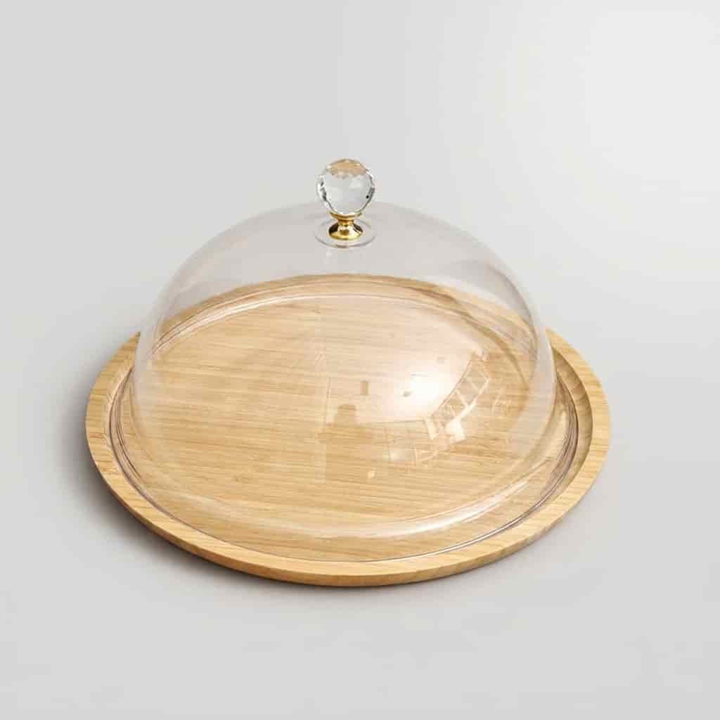 Wholesale Wooden Cake Display Tray with Clear Acrylic Cover for Bakeries 3