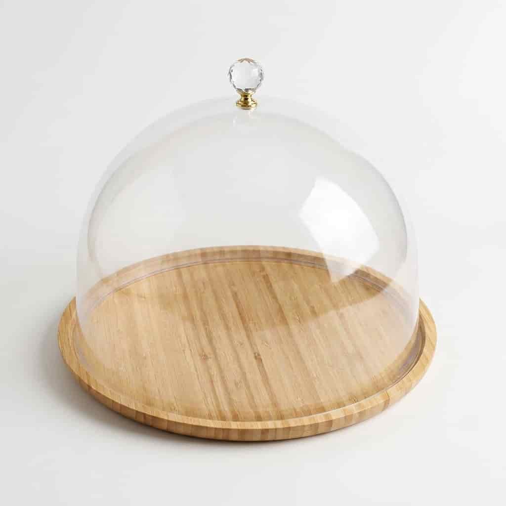 Wholesale Wooden Cake Display Tray with Clear Acrylic Cover for Bakeries 2