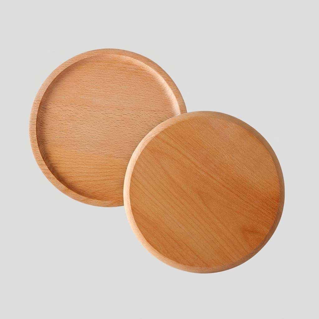 Round Beech Wood Serving Trays for Bread and Dessert - Hilon Wood Manufacturer & Wholesale Supplier 2
