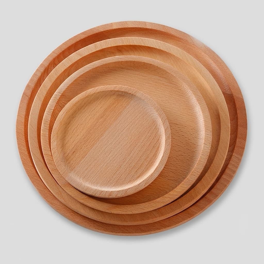 Round Beech Wood Serving Trays for Bread and Dessert - Hilon Wood Manufacturer & Wholesale Supplier