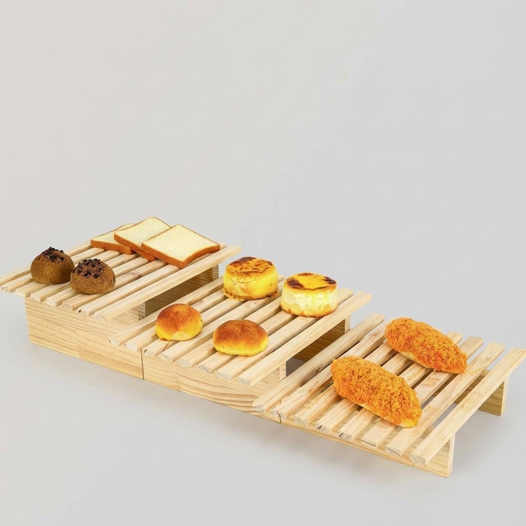 Pine Wood Bread Display Rack Tray for Bakery Pastry Cake Dessert Storage Wholesale