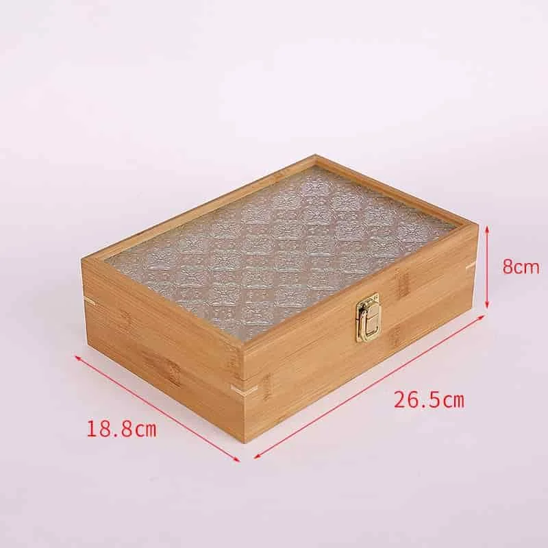 Begonia Flower Glass Hinged Lid Wooden Boxes 11