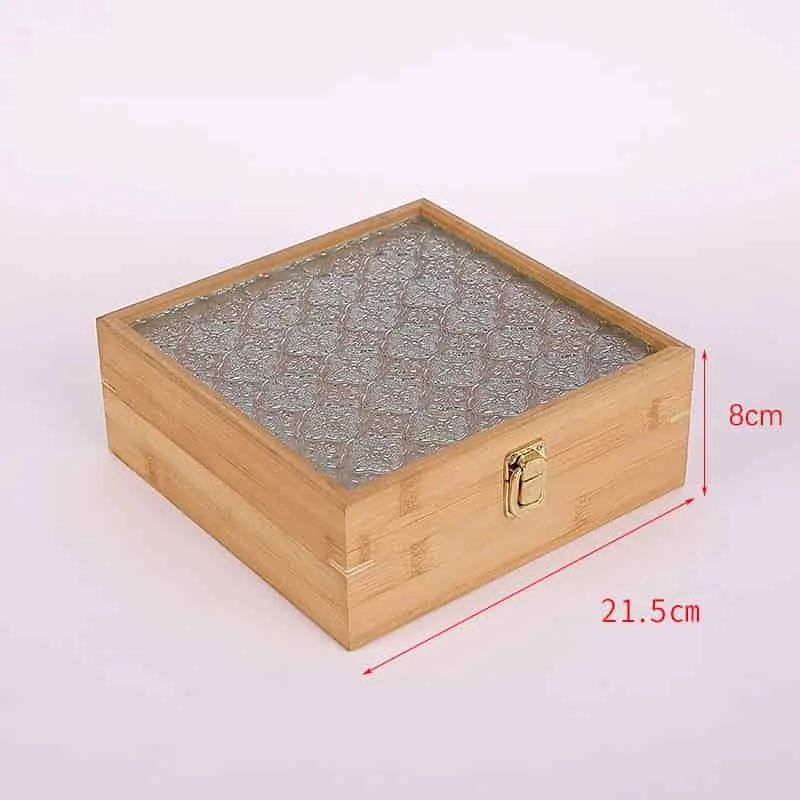 Begonia Flower Glass Hinged Lid Wooden Boxes 12