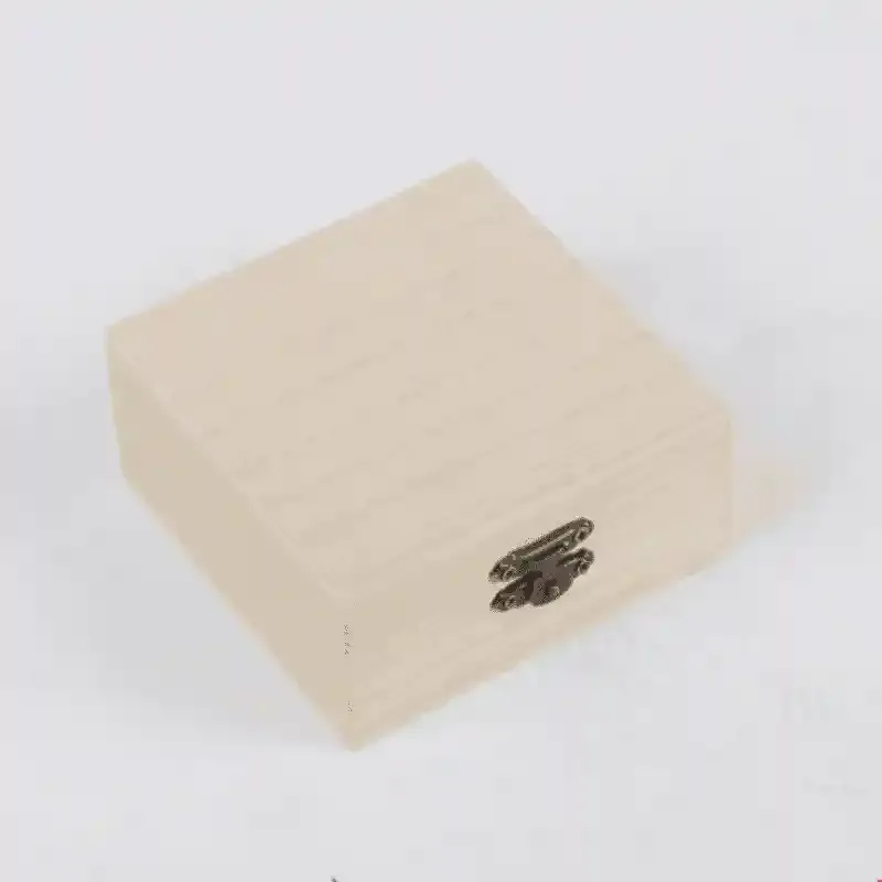 Unfinished Hinged-lid Paulownia Wooden Storage Box 3
