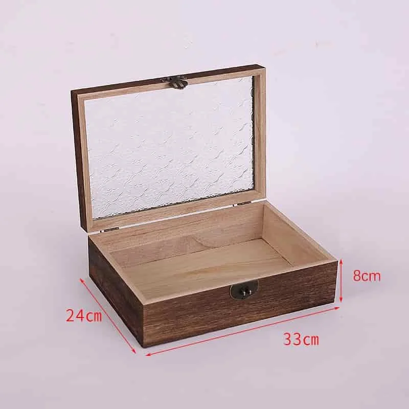 Begonia Flower Glass Hinged Lid Wooden Boxes 2