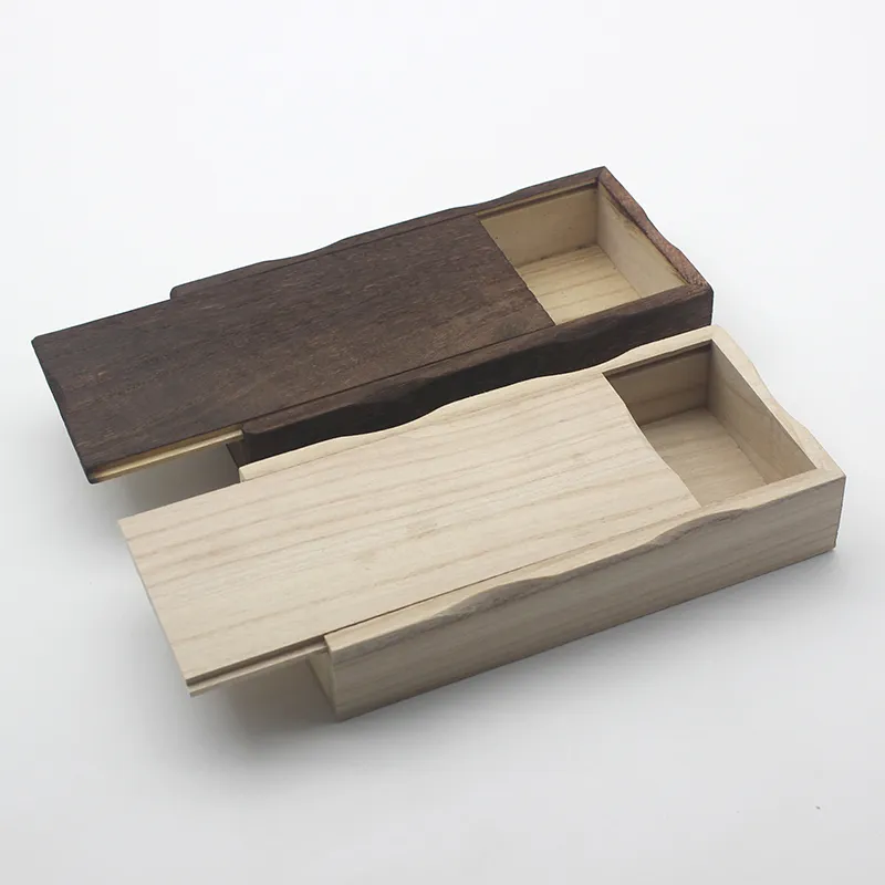 Paulownia Wooden Gift Box with Flush Sliding Lid and Decorative Wave Edge 2