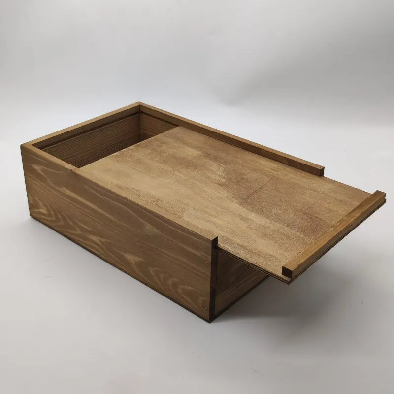 Wooden Slide Lid Box – Stained Pine Finish