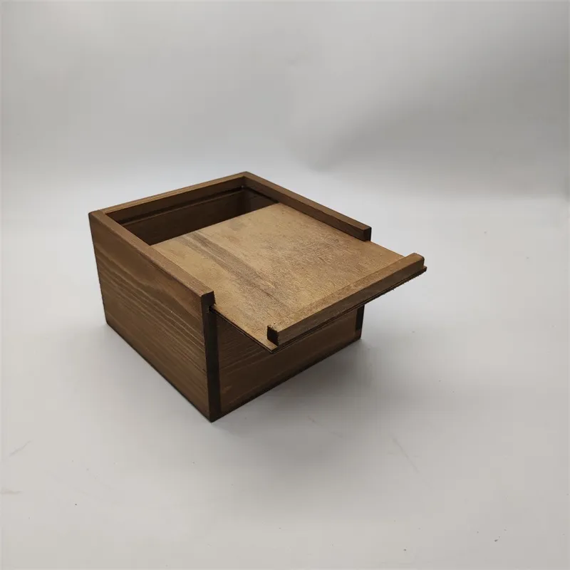 Wooden Slide Lid Box – Stained Pine Finish 2