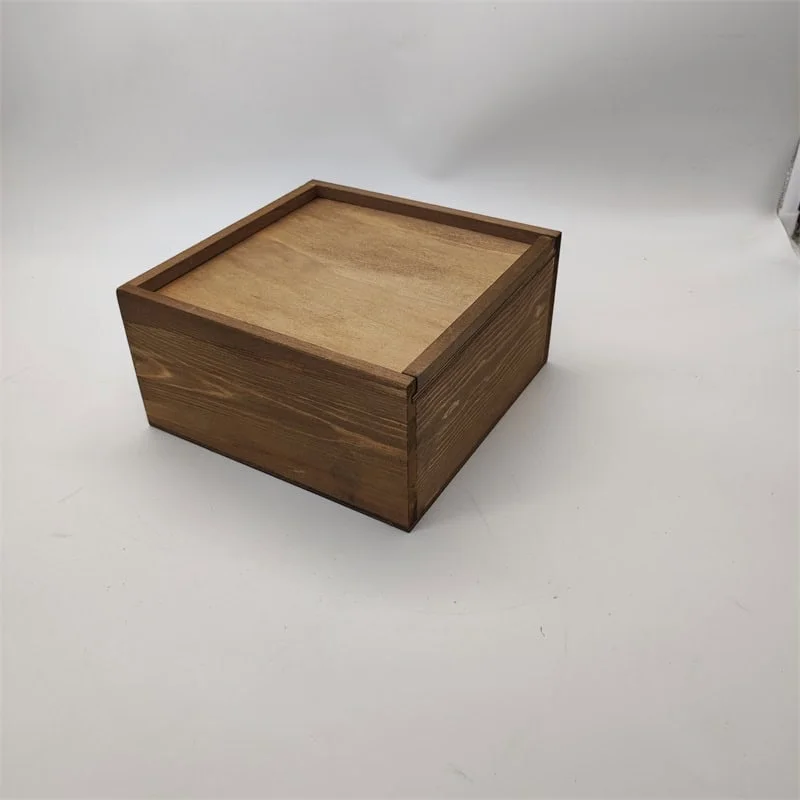 Wooden Slide Lid Box – Stained Pine Finish 3