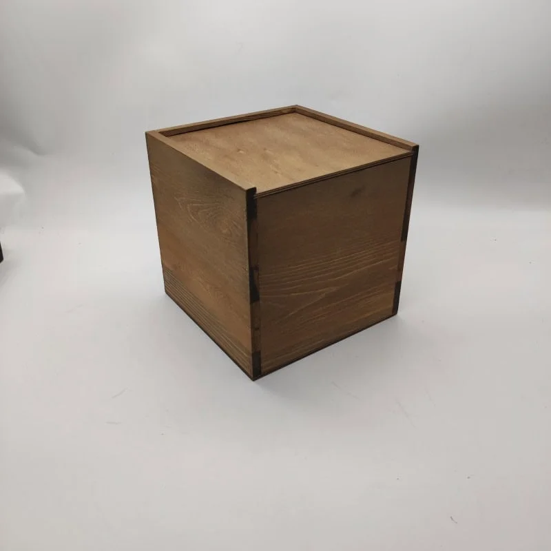 Wooden Slide Lid Box – Stained Pine Finish 4
