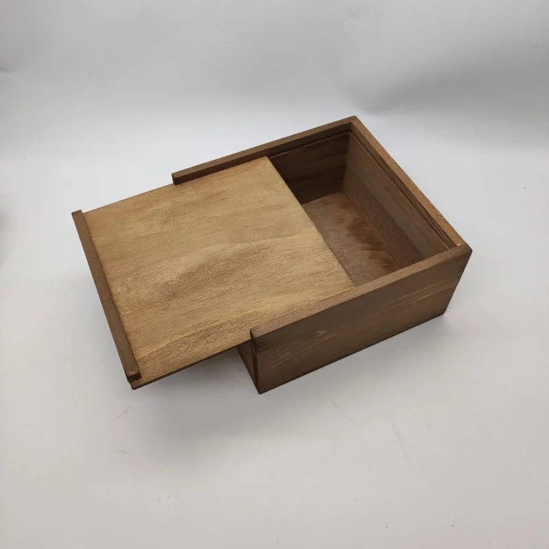 Wooden Slide Lid Box – Stained Pine Finish 5