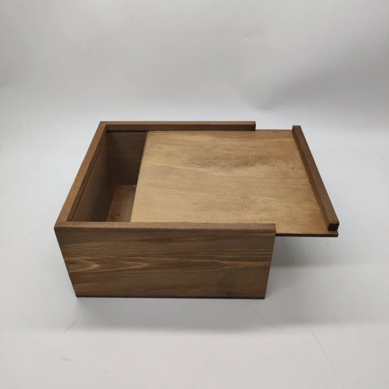 Wooden Slide Lid Box – Stained Pine Finish 6