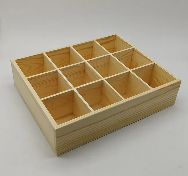Wooden Compartment Storage Box with 12 Grids