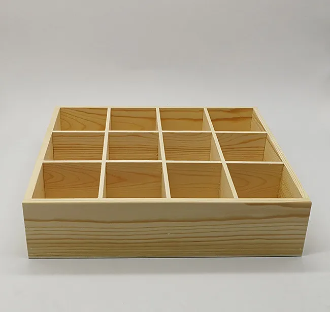 Wooden Compartment Storage Box with 12 Grids 2