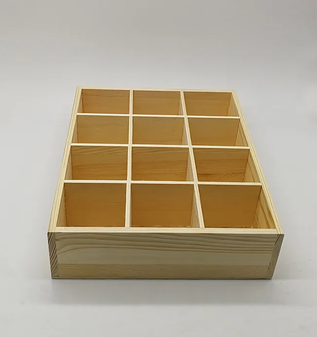 Wooden Compartment Storage Box with 12 Grids 3
