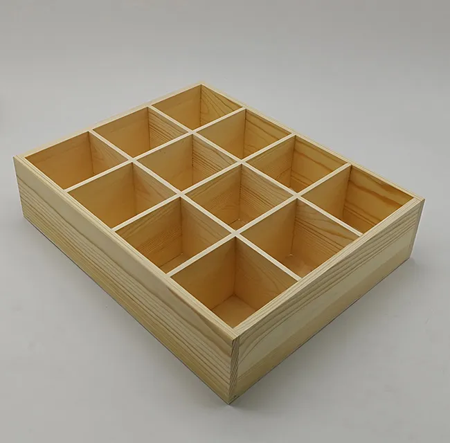 Wooden Compartment Storage Box with 12 Grids 4