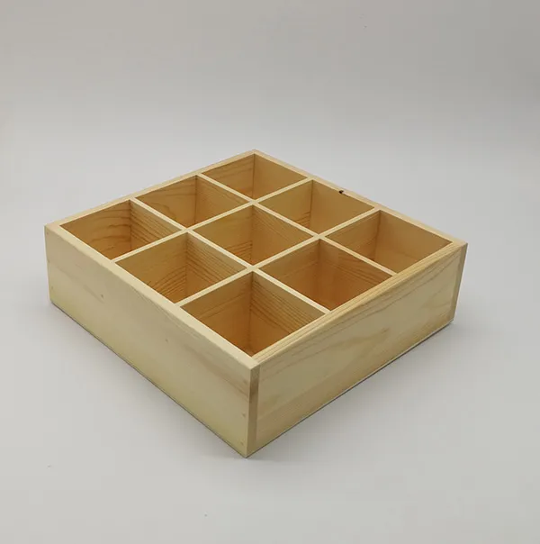 Wooden 9-Grid Storage Box Organizer 2