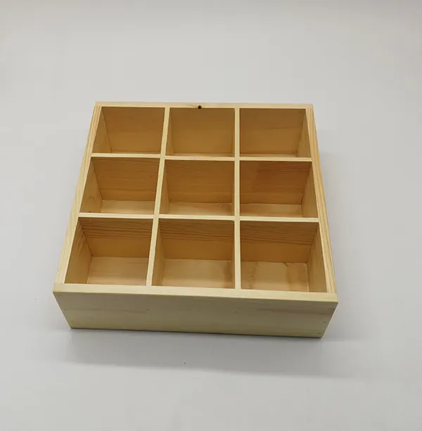 Wooden 9-Grid Storage Box Organizer 3