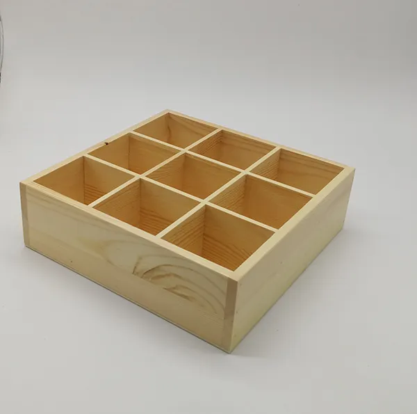 Wooden 9-Grid Storage Box Organizer 4