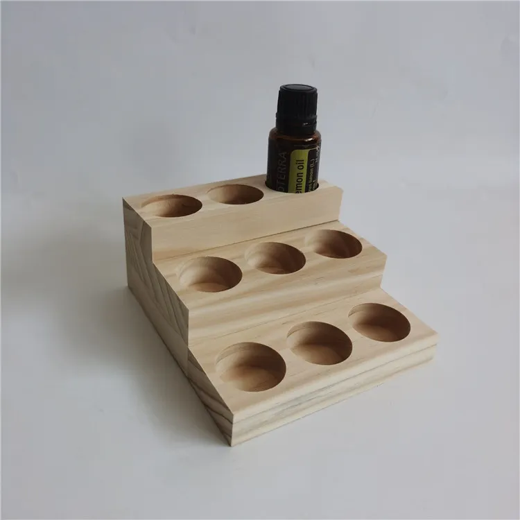 3-Tier Wooden Essential Oil Display Stand – 12-Slot Bottle Organizer Rack