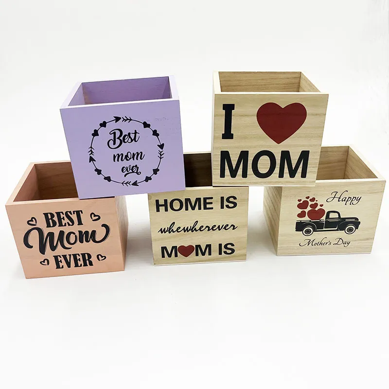 Mother’s Day Decorative Wooden Gift Boxes – Square Planter Style