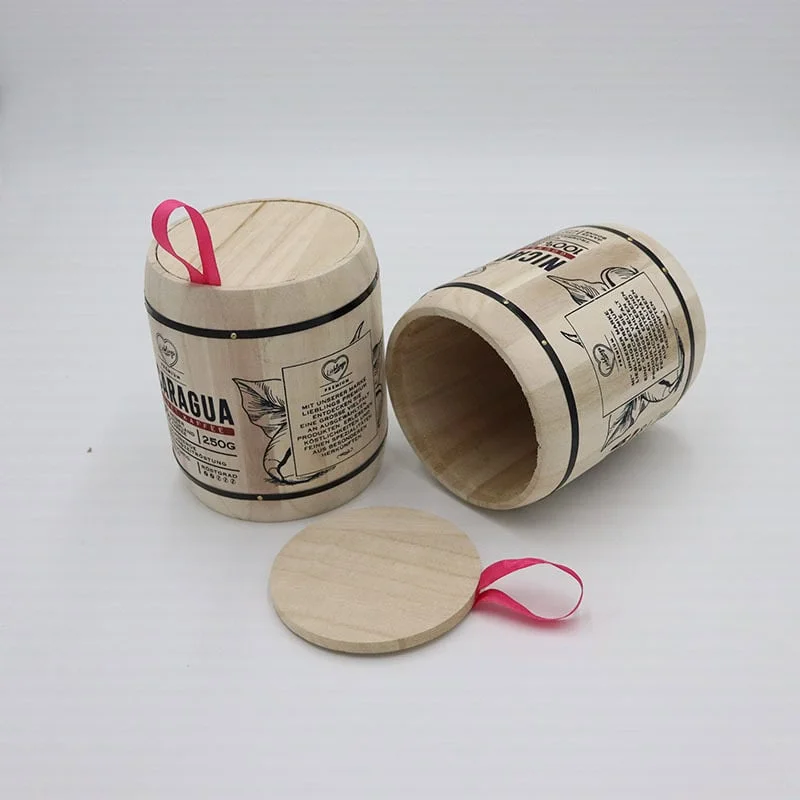 Custom Wooden Coffee Barrel Box – Nicaragua Print 2