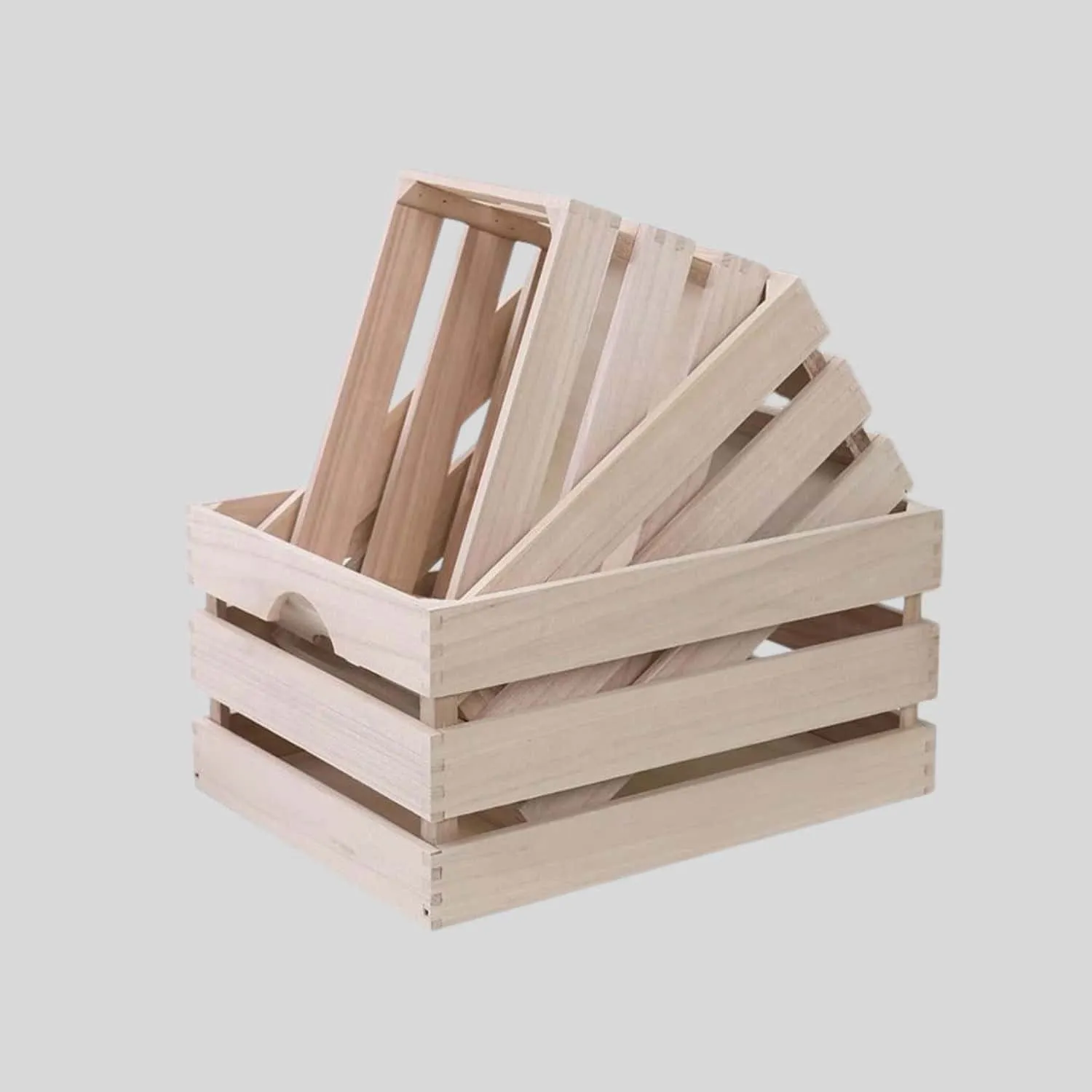 Unfinished Wooden Slat Crate Set