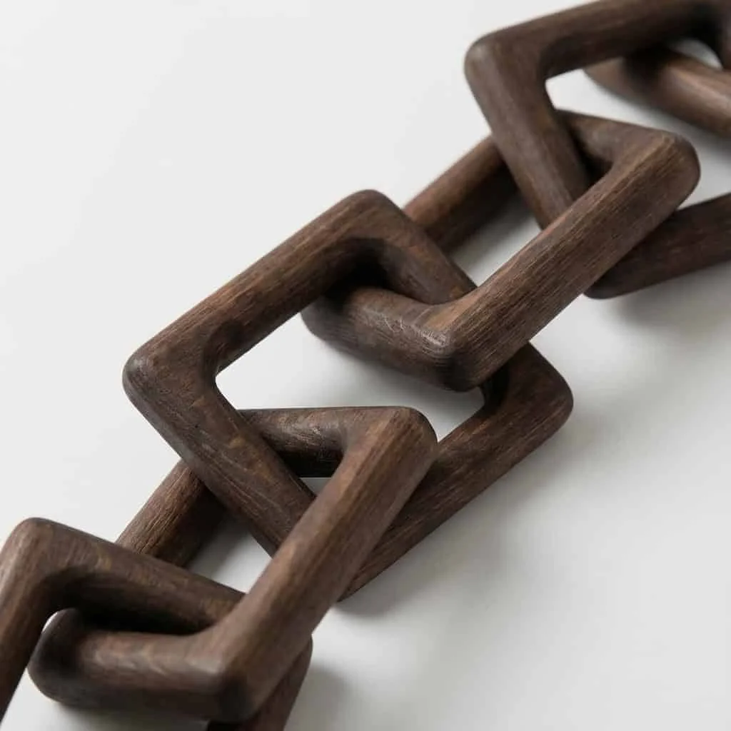 Square Wood Link Decor Bulk Custom Solid Timber 5-Ring Craft Ornament 5