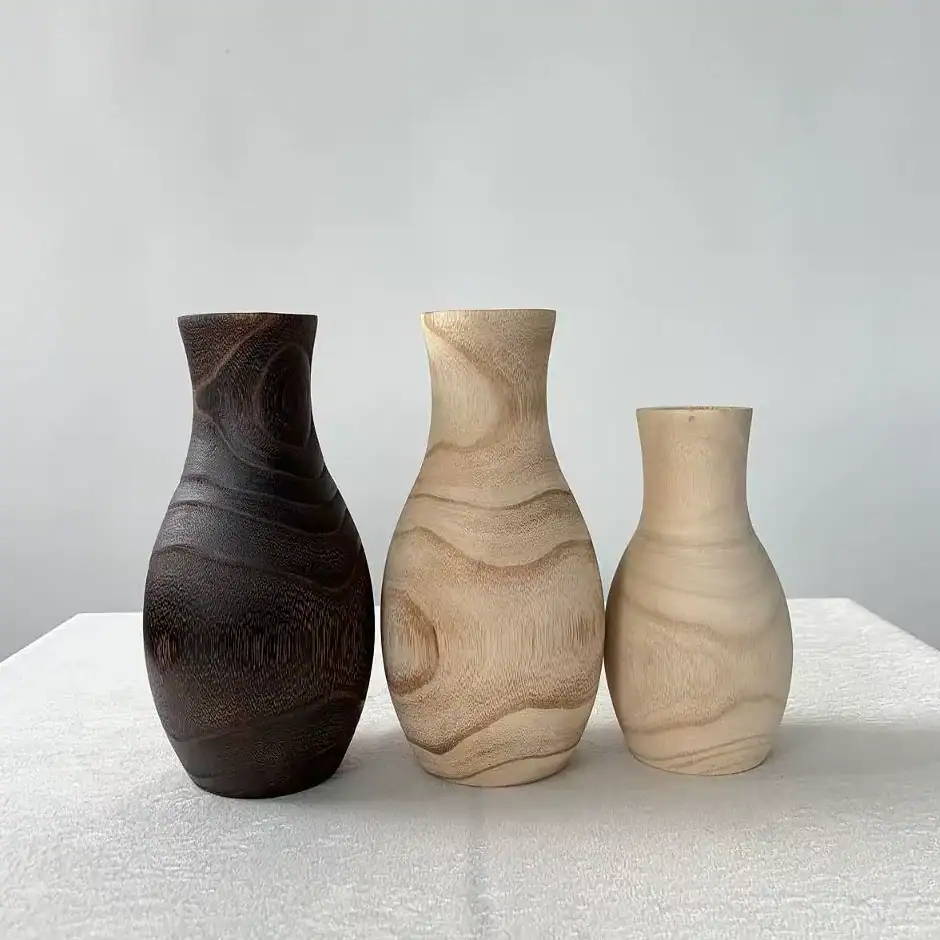 Modern Minimalist Decorative Wooden Vase for Home Decor and Flower Arrangements