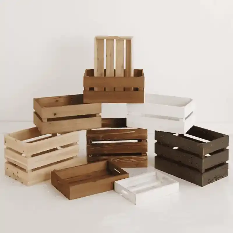 Solid Wood Farmhouse Crates for Storage and Display — Vintage Style