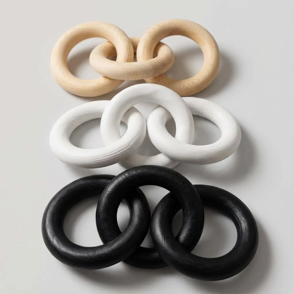 Wabi-Sabi Style Handcrafted Wooden Interlocking Chain Link Decor for Bulk Orders