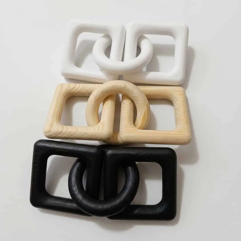 Wooden Interlocking Chain Three-Link Square and Round Wood Craft Ornaments