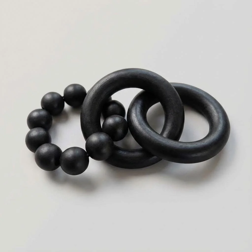 Wooden Decorative Chain with Three Interlocking Rings and Beads 4