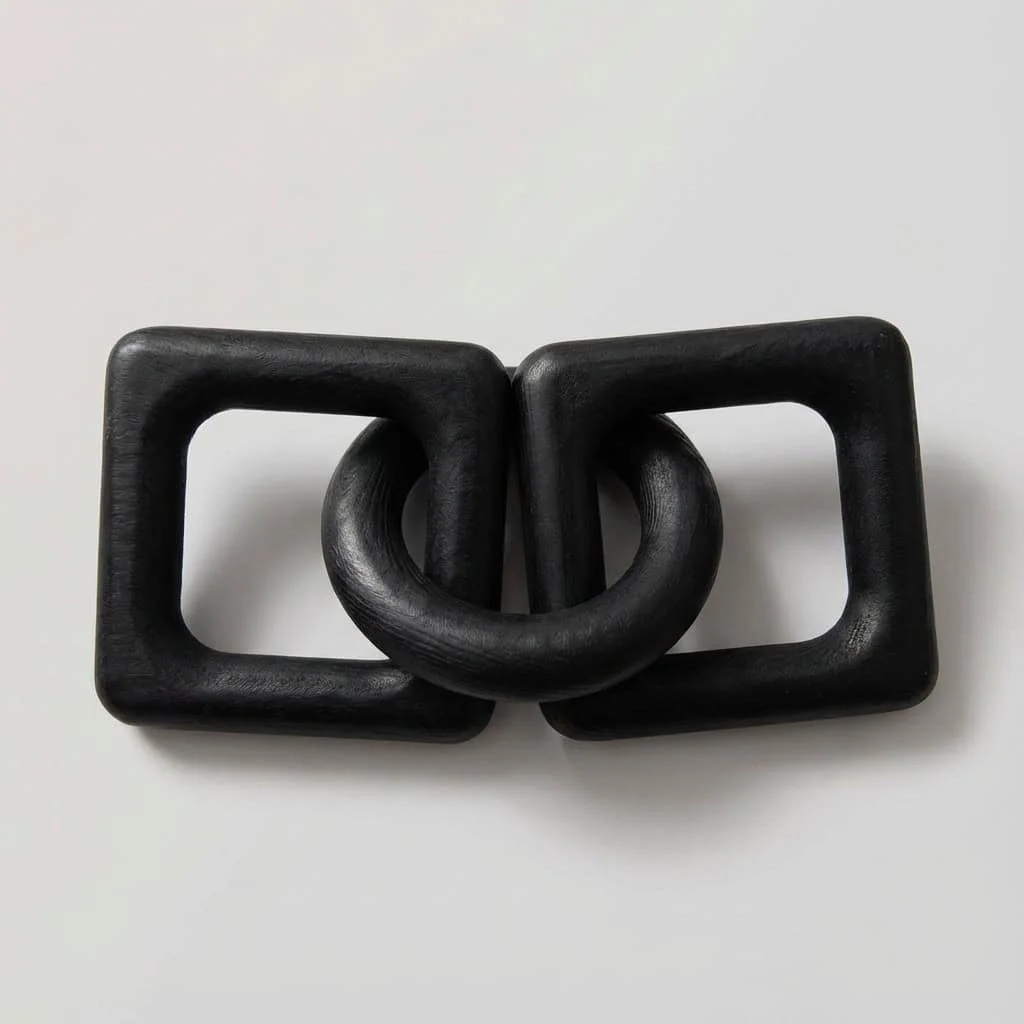 Wooden Interlocking Chain Three-Link Square and Round Wood Craft Ornaments 3