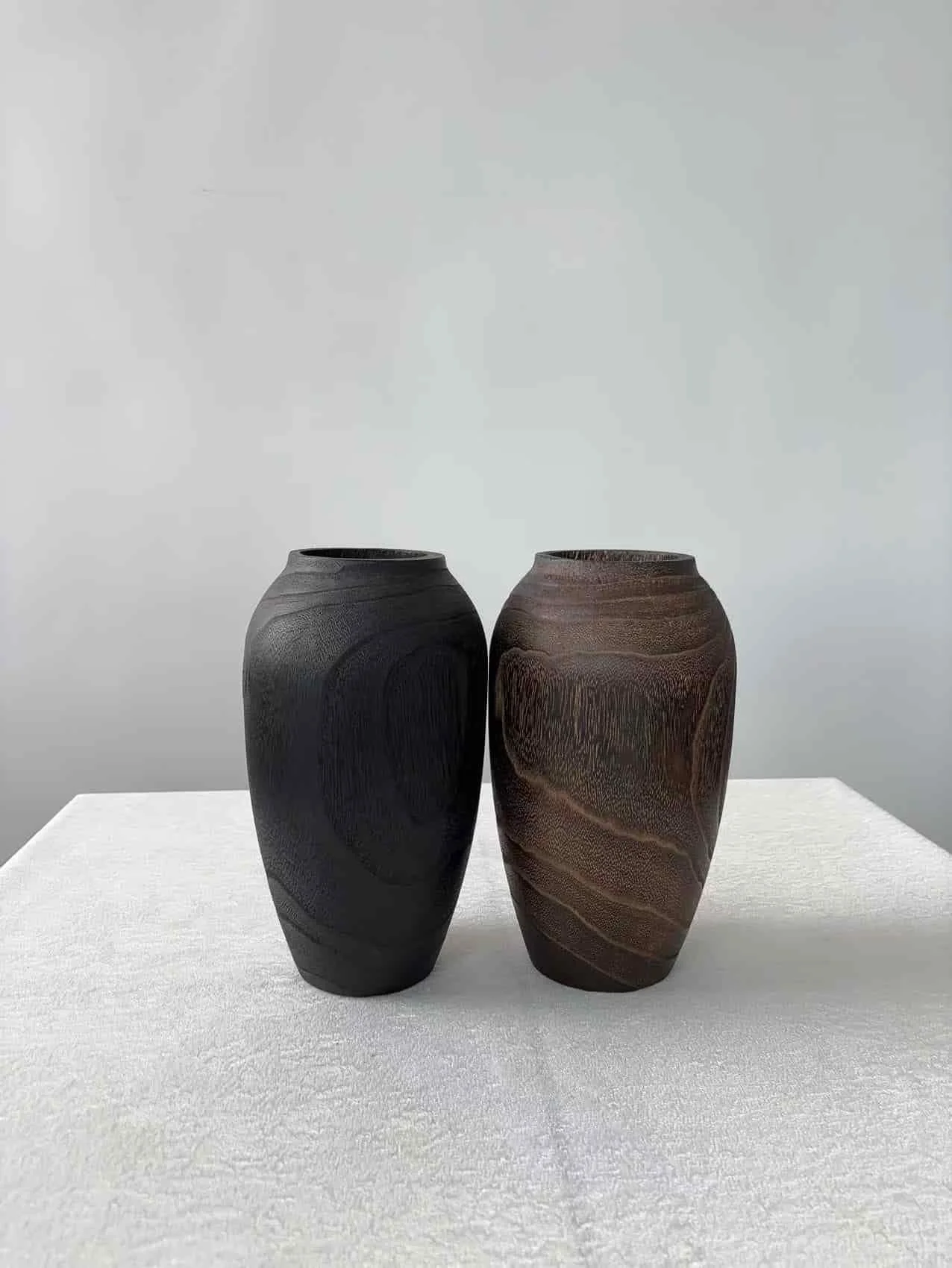 Rustic Wooden Vase Set — Large and Small Handmade Wood Vases 5