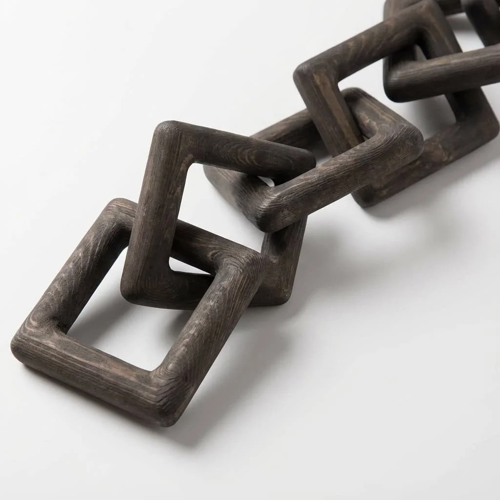 Square Wood Link Decor Bulk Custom Solid Timber 5-Ring Craft Ornament 2