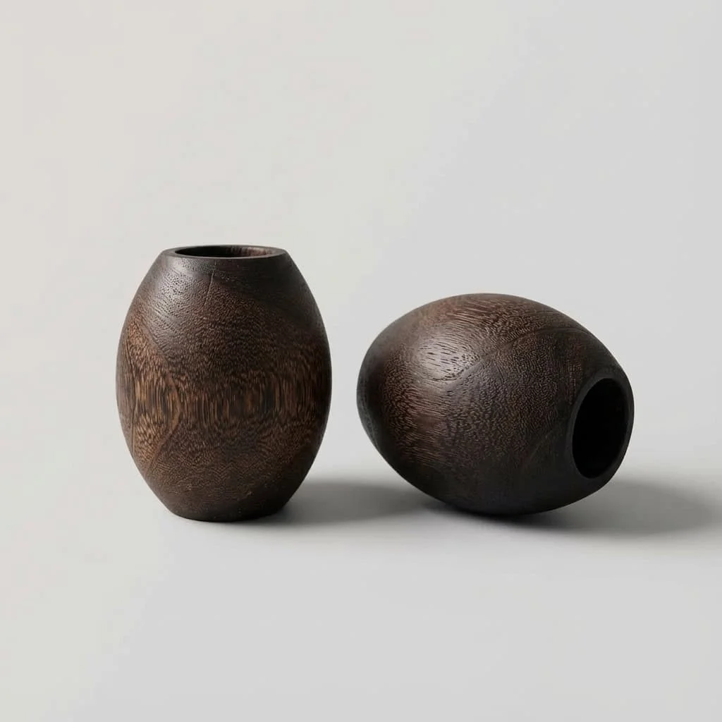 Customizable Retro Wooden Oval Mini Vase for Desktop Decor 2