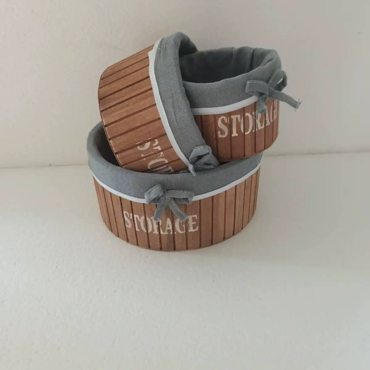Round Wooden Storage Bins for Supermarket Produce Display and Home Organization 5