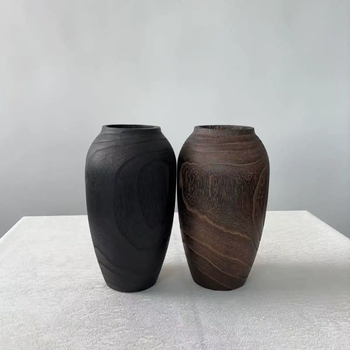 Rustic Wooden Vase Set — Large and Small Handmade Wood Vases 2