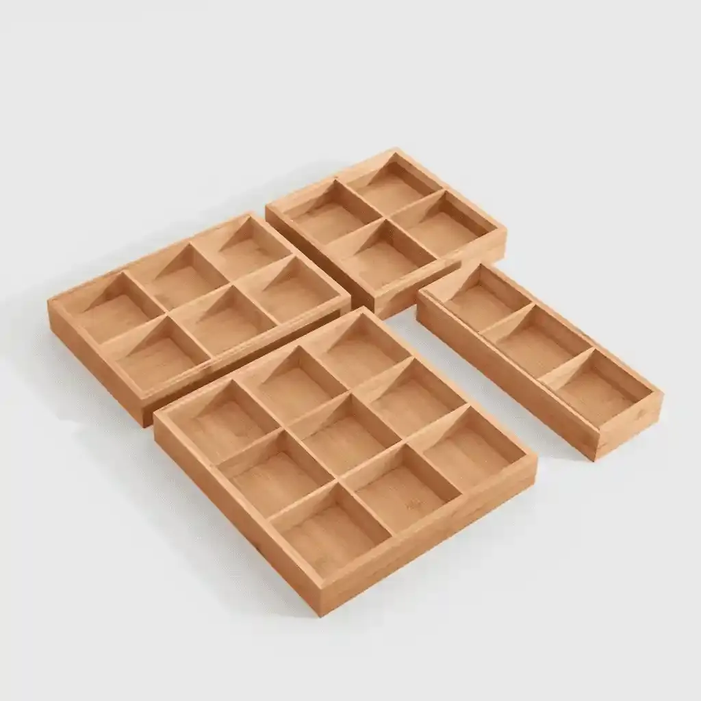 Bamboo Compartment Organizer Tray – Creative Divided Wooden Dry Fruit Snack Box 2